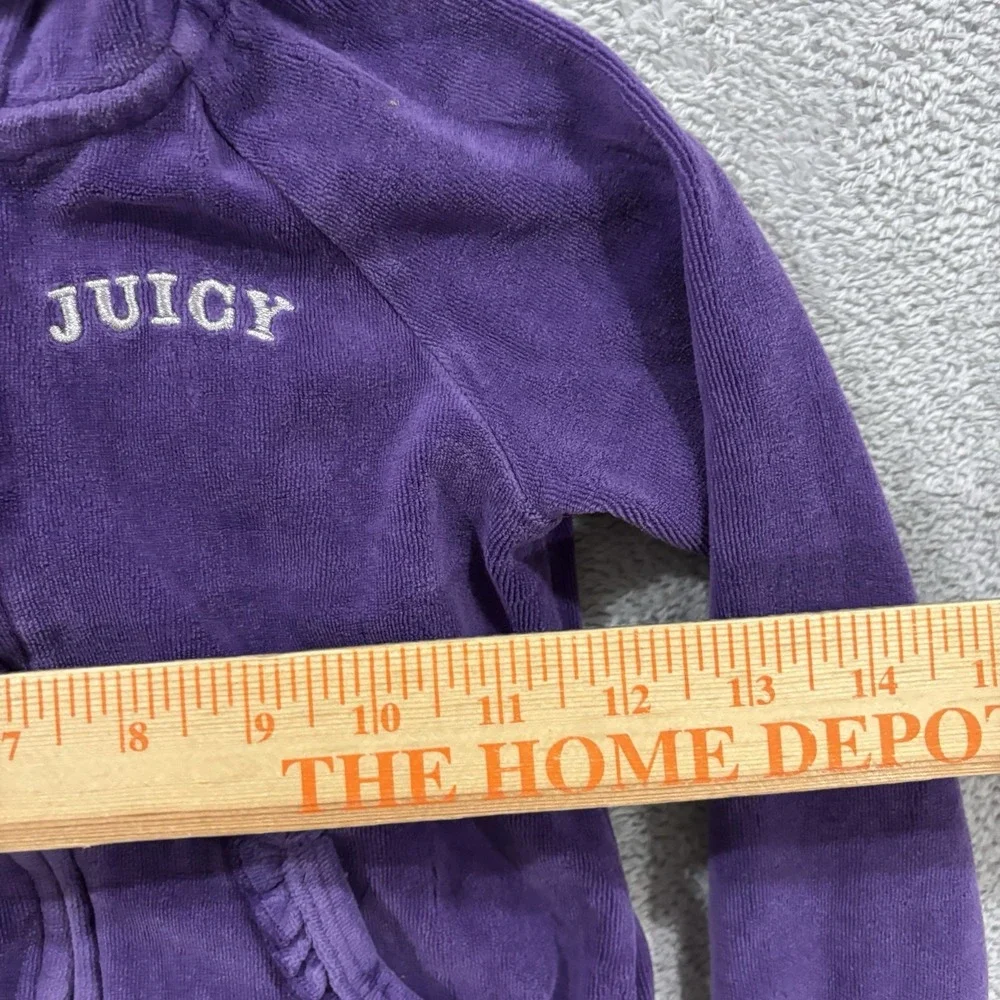Juicy Couture Jacket Girls 4T Purple Velour Hooded Full Zip Pockets READ